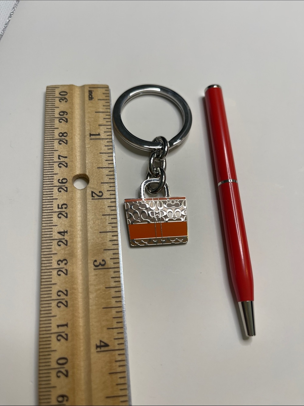 Coach Bag Keychain Charm in Orange and Coach Pen - Picture 3 of 6